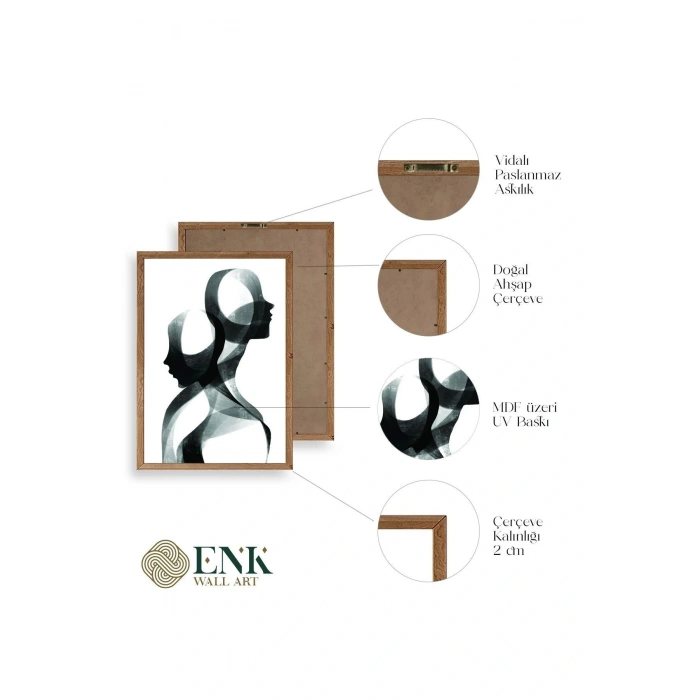 Soyut Ahşap Çerçeveli Tablo 17 x 23
