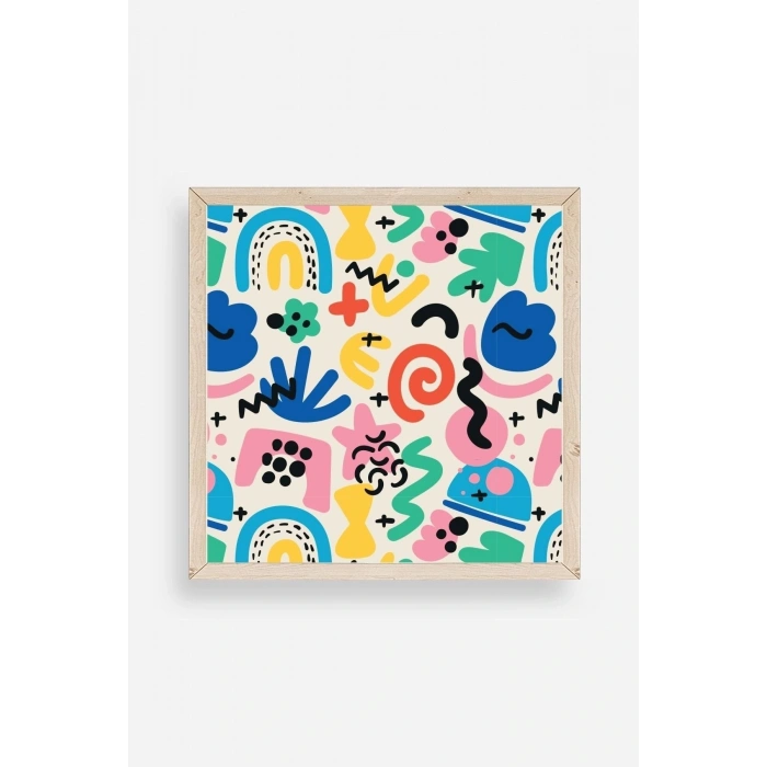 Soyut Ahşap Çerçeveli Tablo 23 x 23