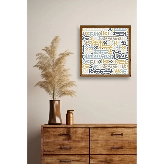 Soyut Ahşap Çerçeveli Tablo 23 x 23
