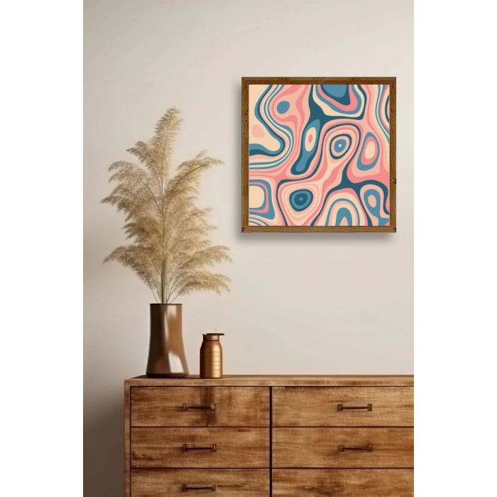 Soyut Ahşap Çerçeveli Tablo 23 x 23