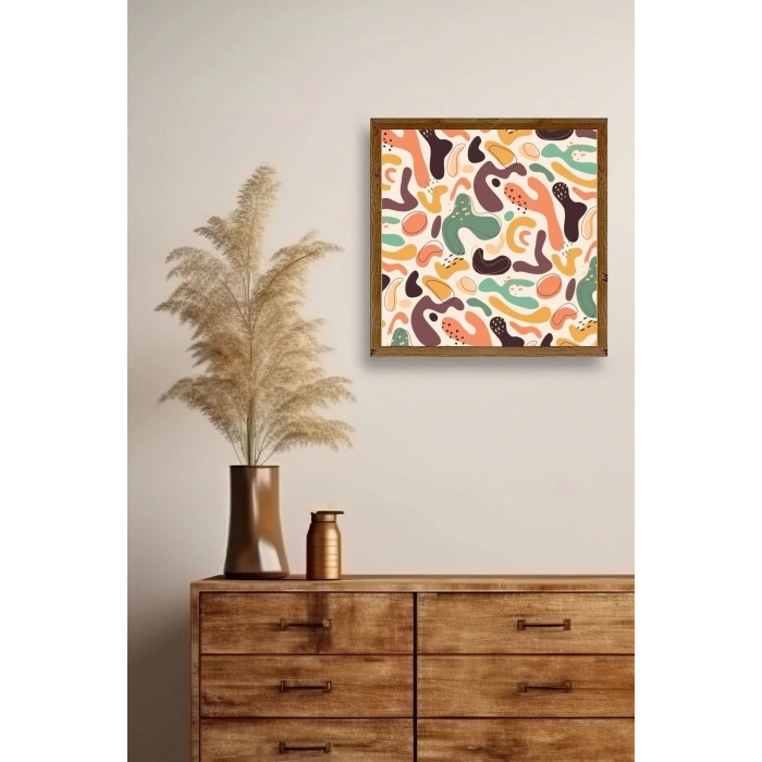 Soyut Ahşap Çerçeveli Tablo 23 x 23