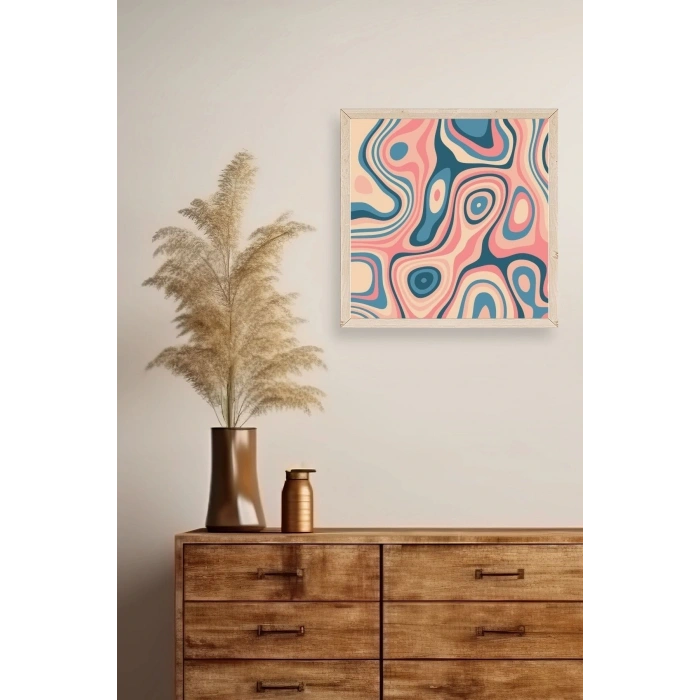 Soyut Ahşap Çerçeveli Tablo 23 x 23