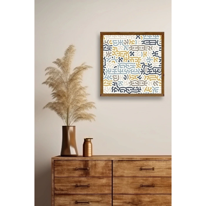 Soyut Ahşap Çerçeveli Tablo 23 x 23