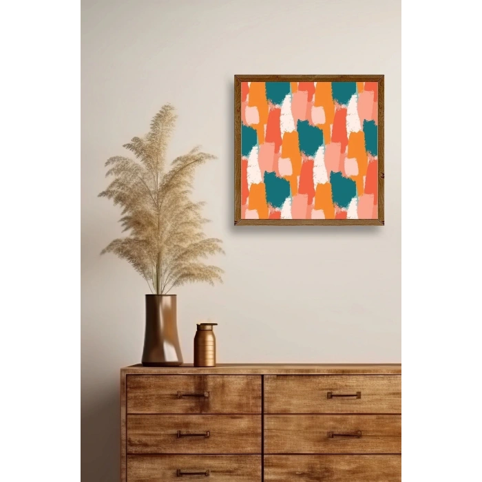 Soyut Ahşap Çerçeveli Tablo 23 x 23