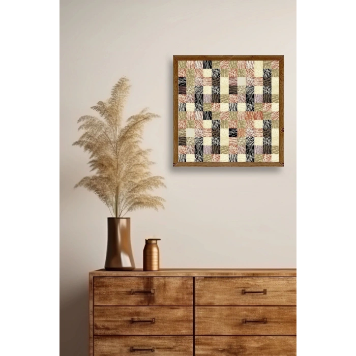 Soyut Ahşap Çerçeveli Tablo 23 x 23