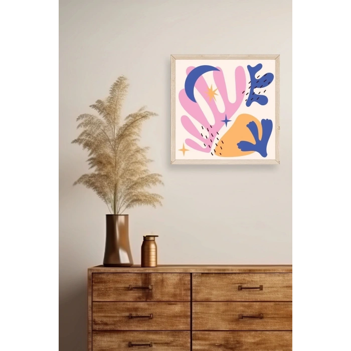 Soyut Ahşap Çerçeveli Tablo 23 x 23