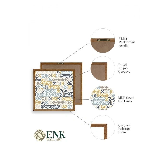 Soyut Ahşap Çerçeveli Tablo 23 x 23