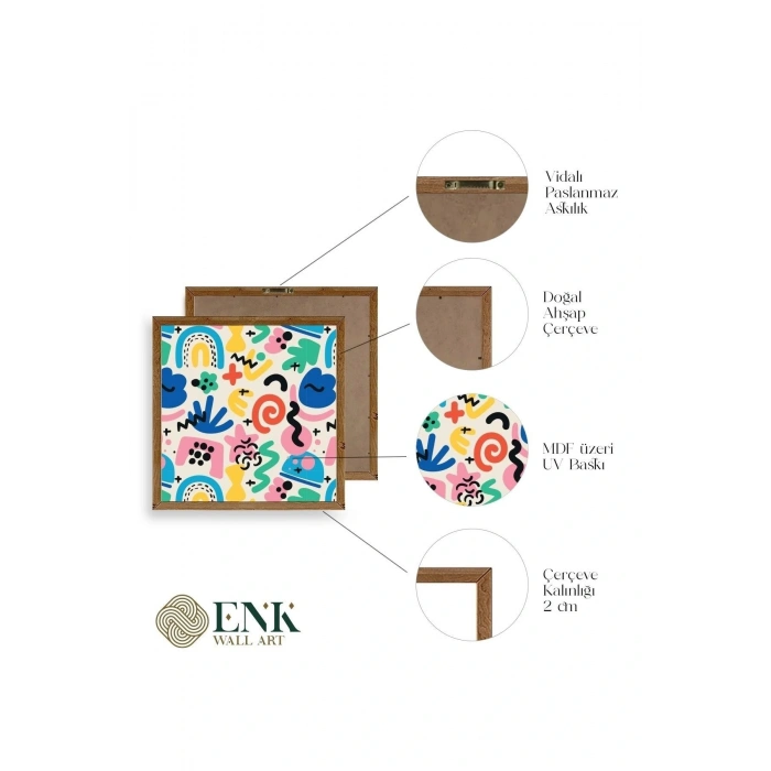 Soyut Ahşap Çerçeveli Tablo 23 x 23