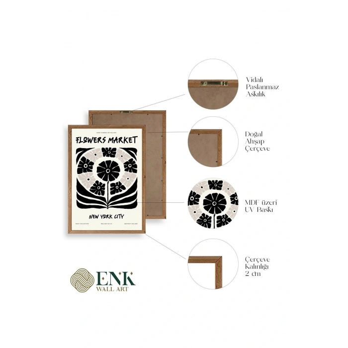 Soyut Ahşap Çerçeveli Tablo 23 x 30