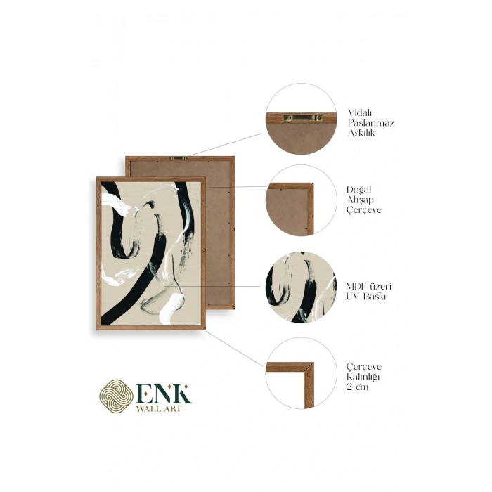 Soyut Ahşap Çerçeveli Tablo 23 x 30