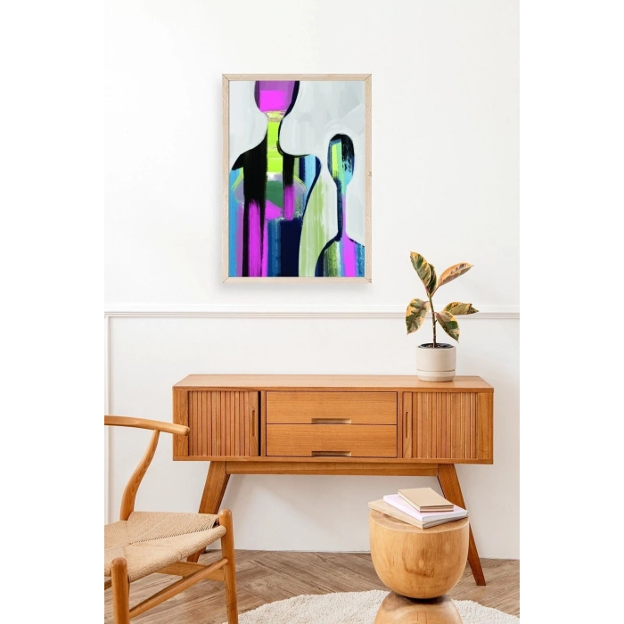 Soyut Ahşap Çerçeveli Tablo 30 x 42