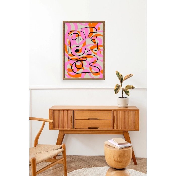 Soyut Ahşap Çerçeveli Tablo 30 x 42