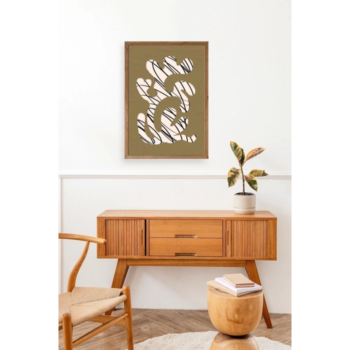 Soyut Ahşap Çerçeveli Tablo 30 x 42