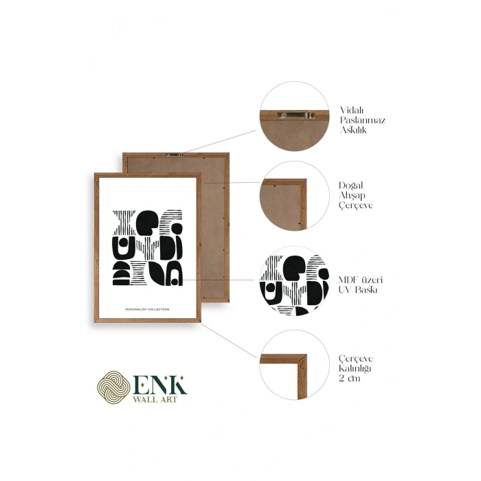 Soyut Ahşap Çerçeveli Tablo 30 x 42