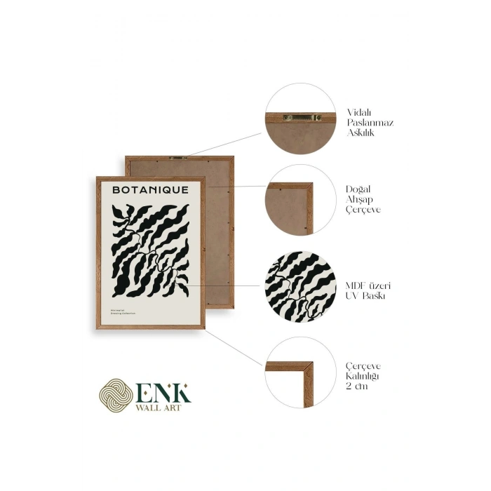 Soyut Ahşap Çerçeveli Tablo 30 x 42