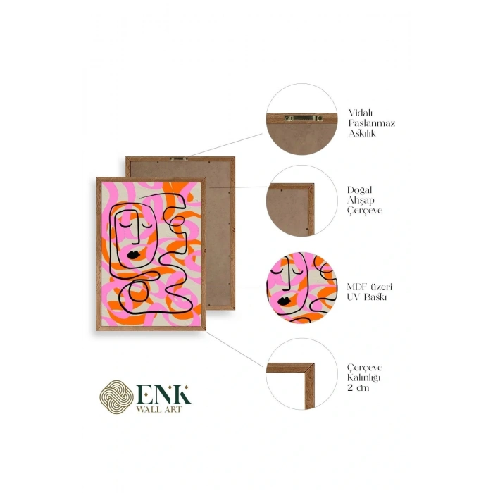 Soyut Ahşap Çerçeveli Tablo 30 x 42