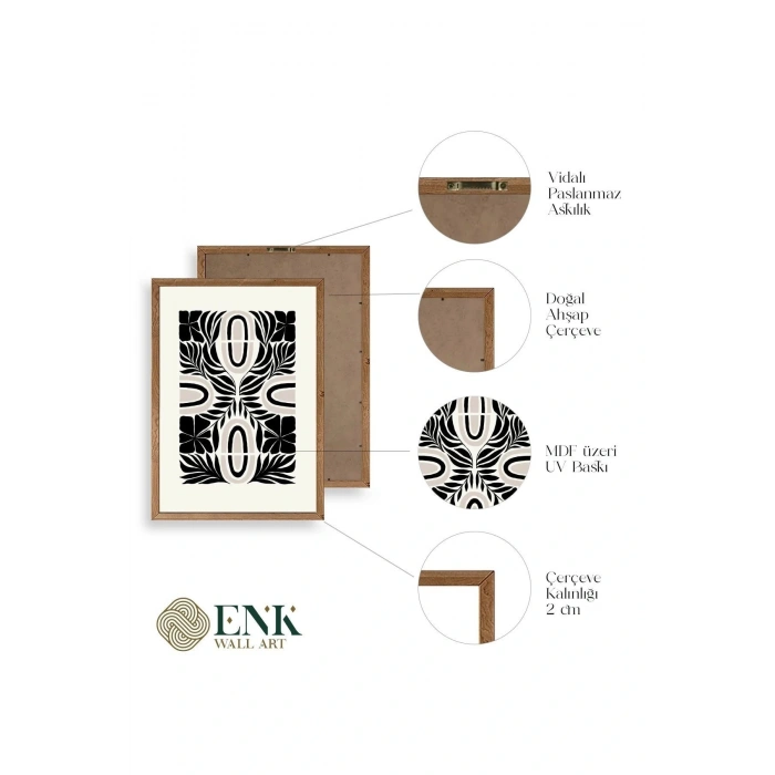 Soyut Ahşap Çerçeveli Tablo 30 x 42