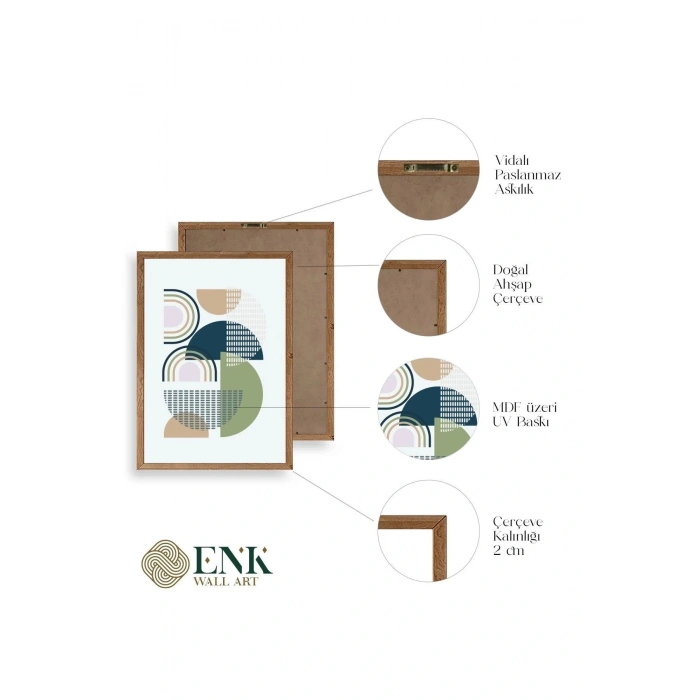 Soyut Ahşap Çerçeveli Tablo 30 x 42