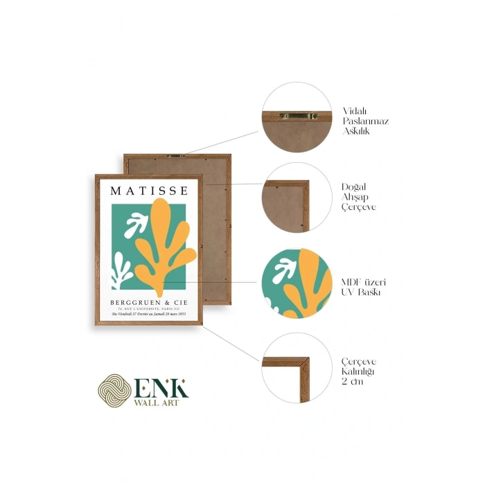 Soyut Ahşap Çerçeveli Tablo 30 x 42