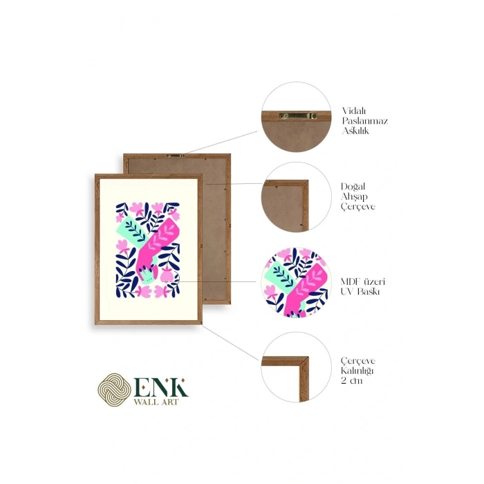 Soyut Ahşap Çerçeveli Tablo 30 x 42