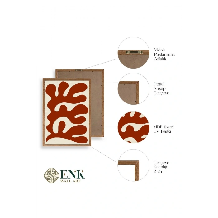Soyut Ahşap Çerçeveli Tablo 30 x 42