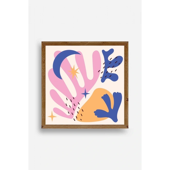 Soyut Ahşap Çerçeveli Tablo 42 x 42