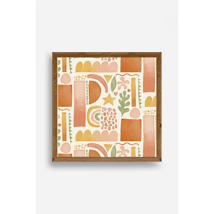 Soyut Ahşap Çerçeveli Tablo 42 x 42
