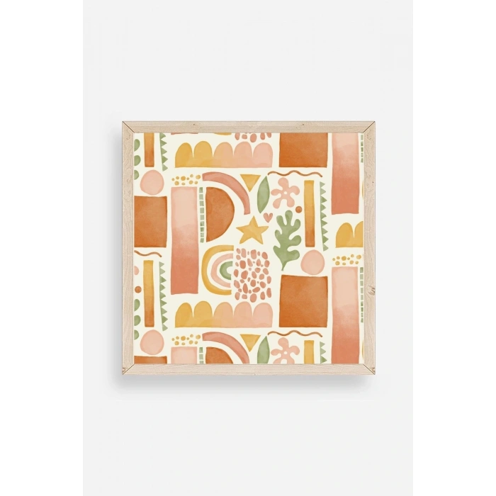 Soyut Ahşap Çerçeveli Tablo 42 x 42