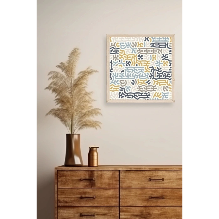 Soyut Ahşap Çerçeveli Tablo 42 x 42