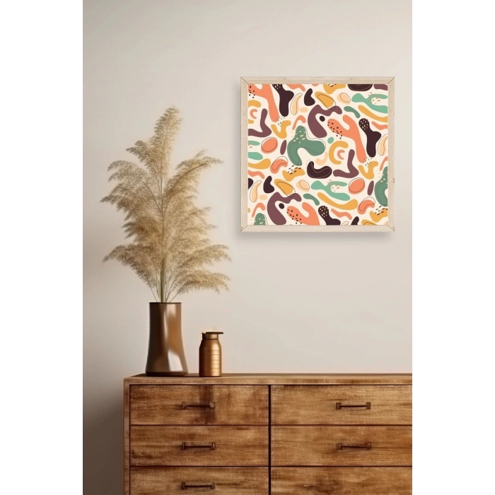 Soyut Ahşap Çerçeveli Tablo 42 x 42