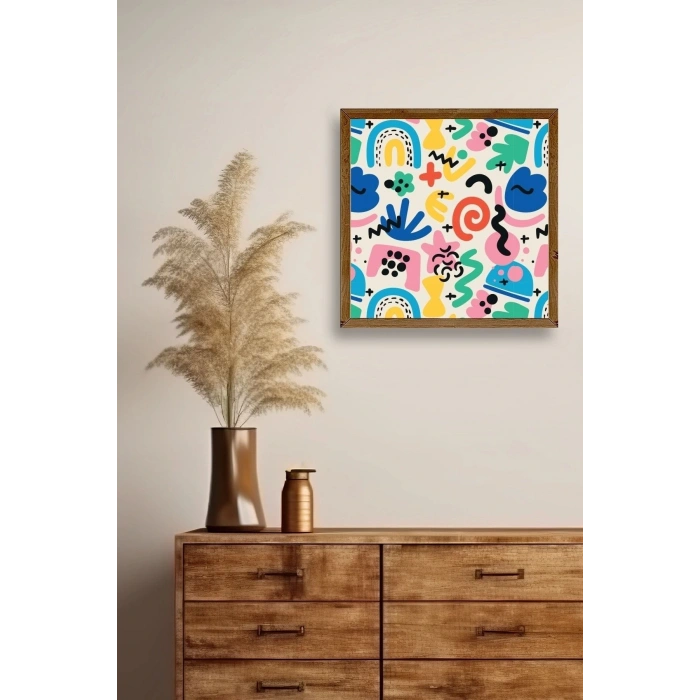 Soyut Ahşap Çerçeveli Tablo 42 x 42