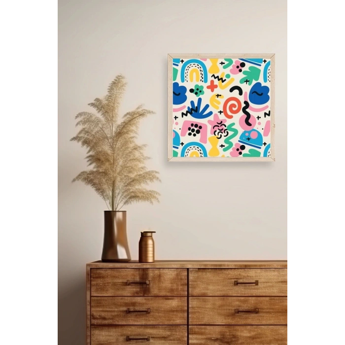 Soyut Ahşap Çerçeveli Tablo 42 x 42