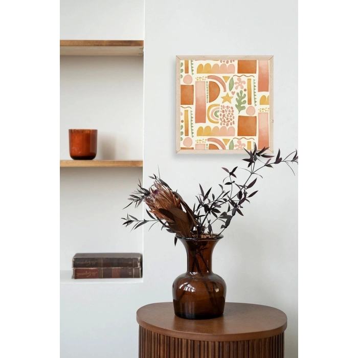 Soyut Ahşap Çerçeveli Tablo 42 x 42