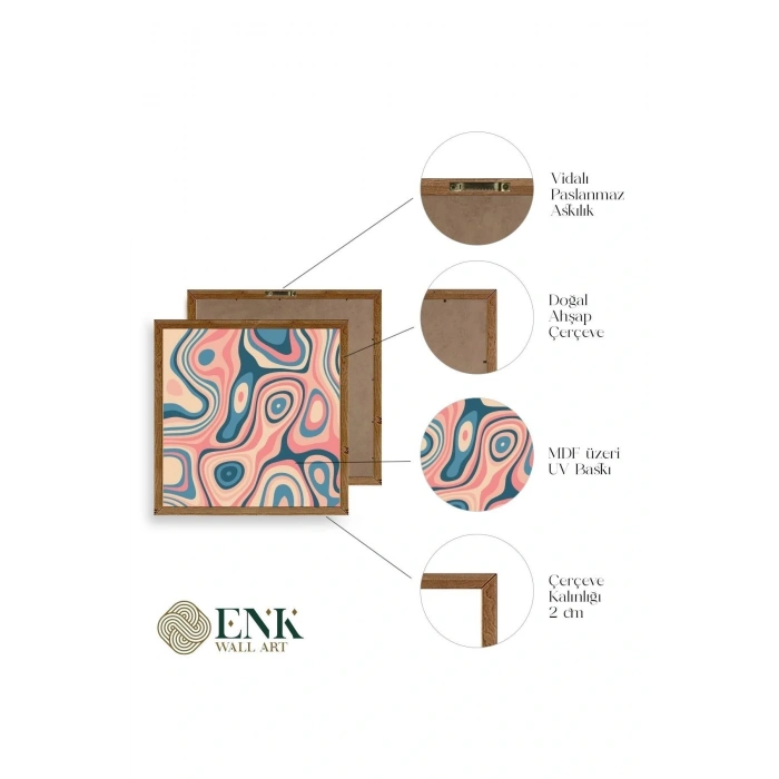 Soyut Ahşap Çerçeveli Tablo 42 x 42