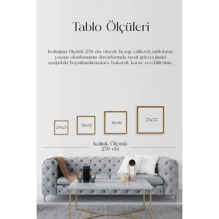 Soyut Ahşap Çerçeveli Tablo 42 x 42
