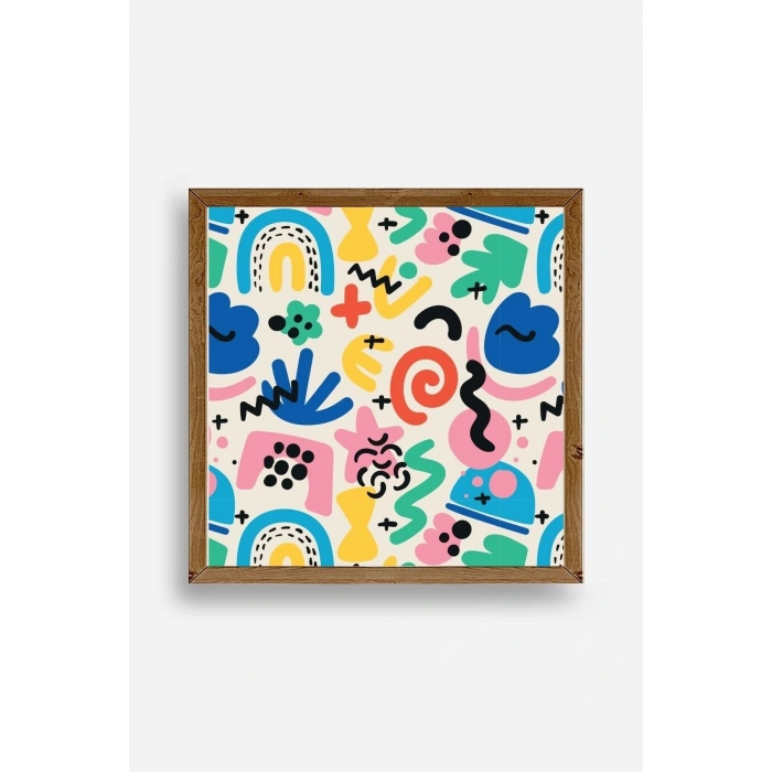 Soyut Ahşap Çerçeveli Tablo 50 x 50