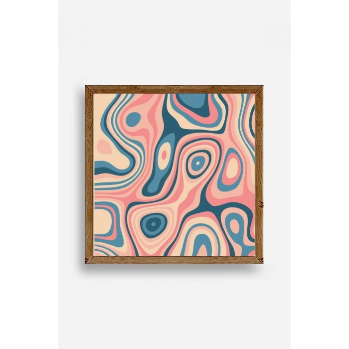 Soyut Ahşap Çerçeveli Tablo 50 x 50