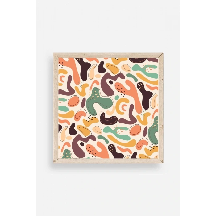 Soyut Ahşap Çerçeveli Tablo 50 x 50