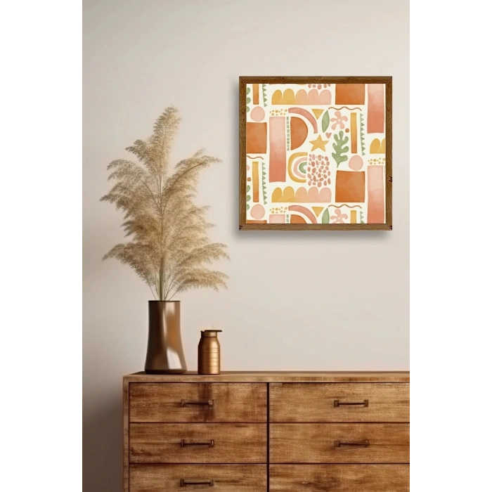 Soyut Ahşap Çerçeveli Tablo 50 x 50