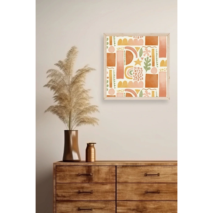Soyut Ahşap Çerçeveli Tablo 50 x 50