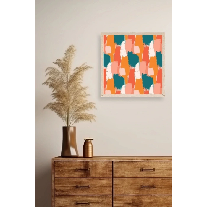 Soyut Ahşap Çerçeveli Tablo 50 x 50