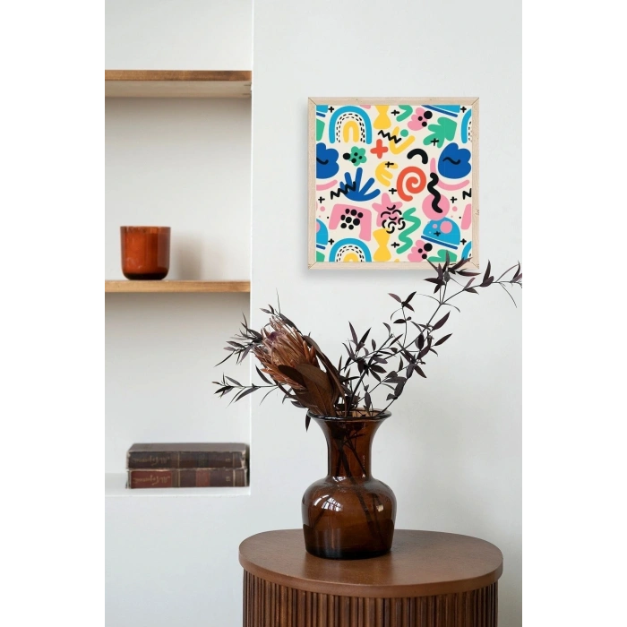 Soyut Ahşap Çerçeveli Tablo 50 x 50