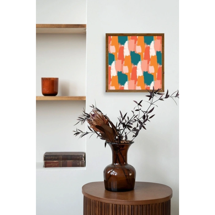 Soyut Ahşap Çerçeveli Tablo 50 x 50