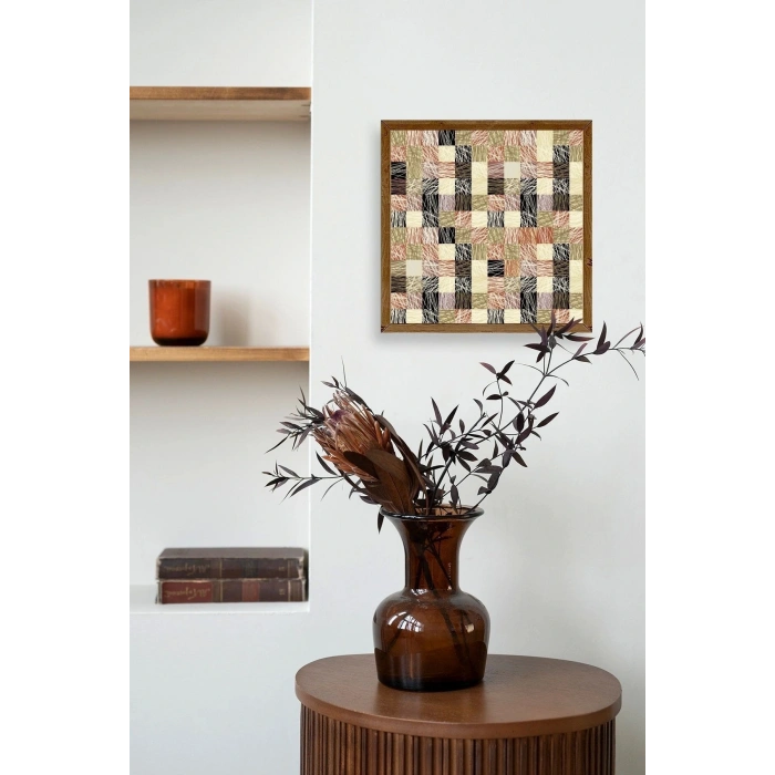 Soyut Ahşap Çerçeveli Tablo 50 x 50