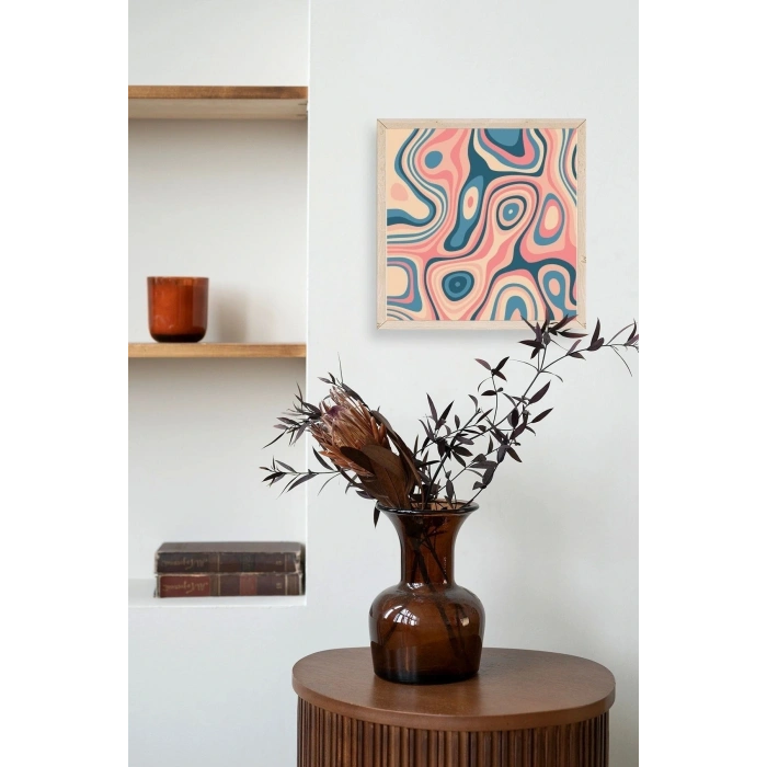 Soyut Ahşap Çerçeveli Tablo 50 x 50