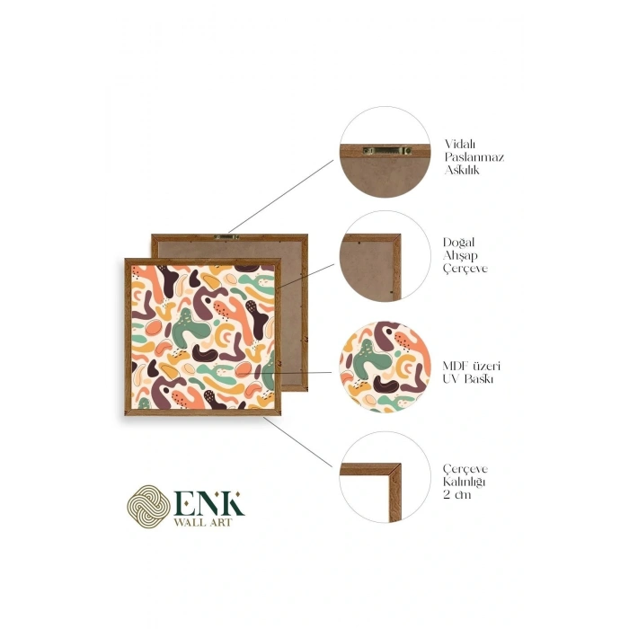 Soyut Ahşap Çerçeveli Tablo 50 x 50