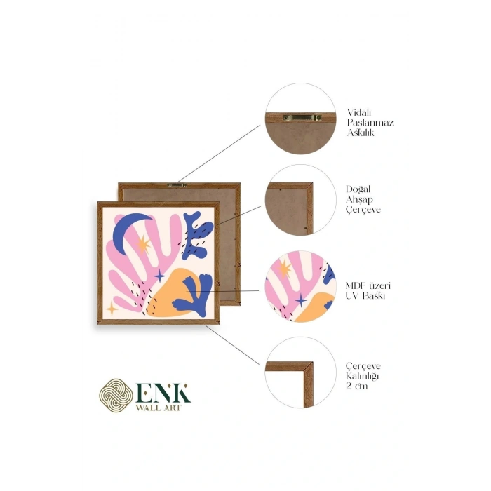Soyut Ahşap Çerçeveli Tablo 50 x 50