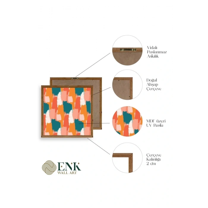 Soyut Ahşap Çerçeveli Tablo 50 x 50