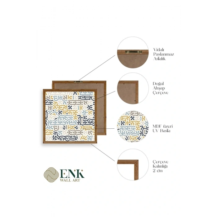 Soyut Ahşap Çerçeveli Tablo 50 x 50