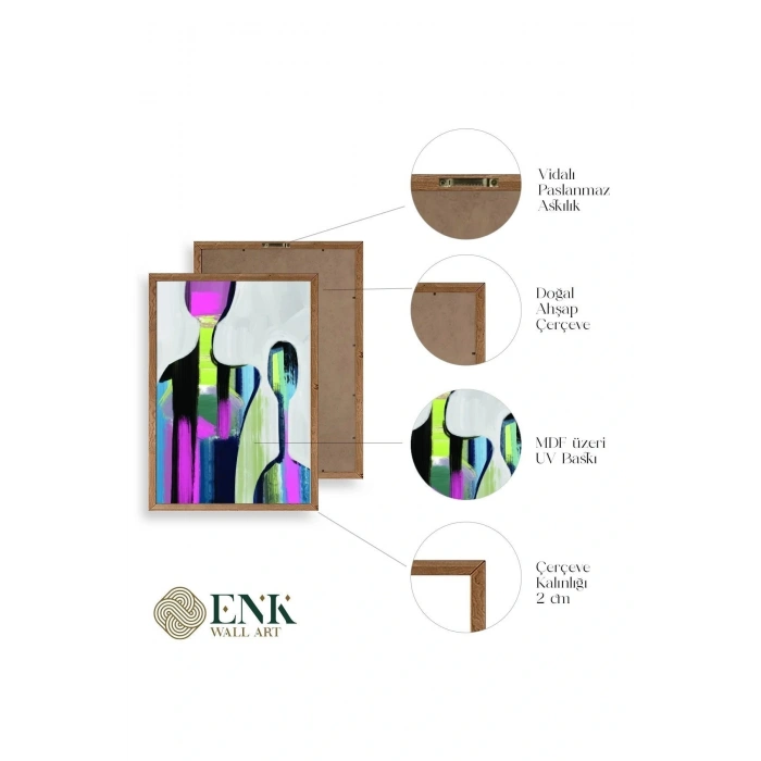 Soyut Ahşap Çerçeveli Tablo 50 x 70